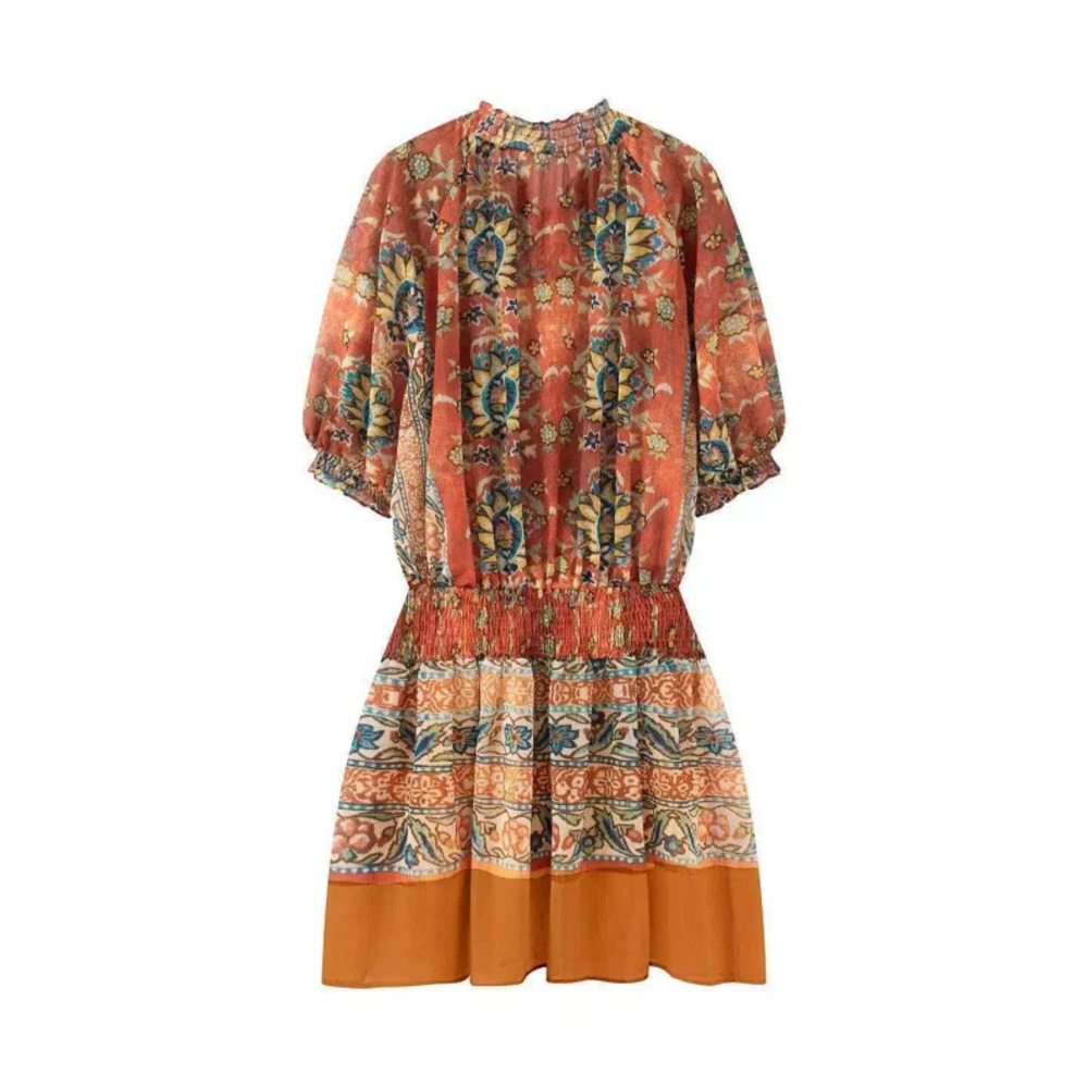 ZARA Summer Ruffle Collar Cinched Waist Beach Dress